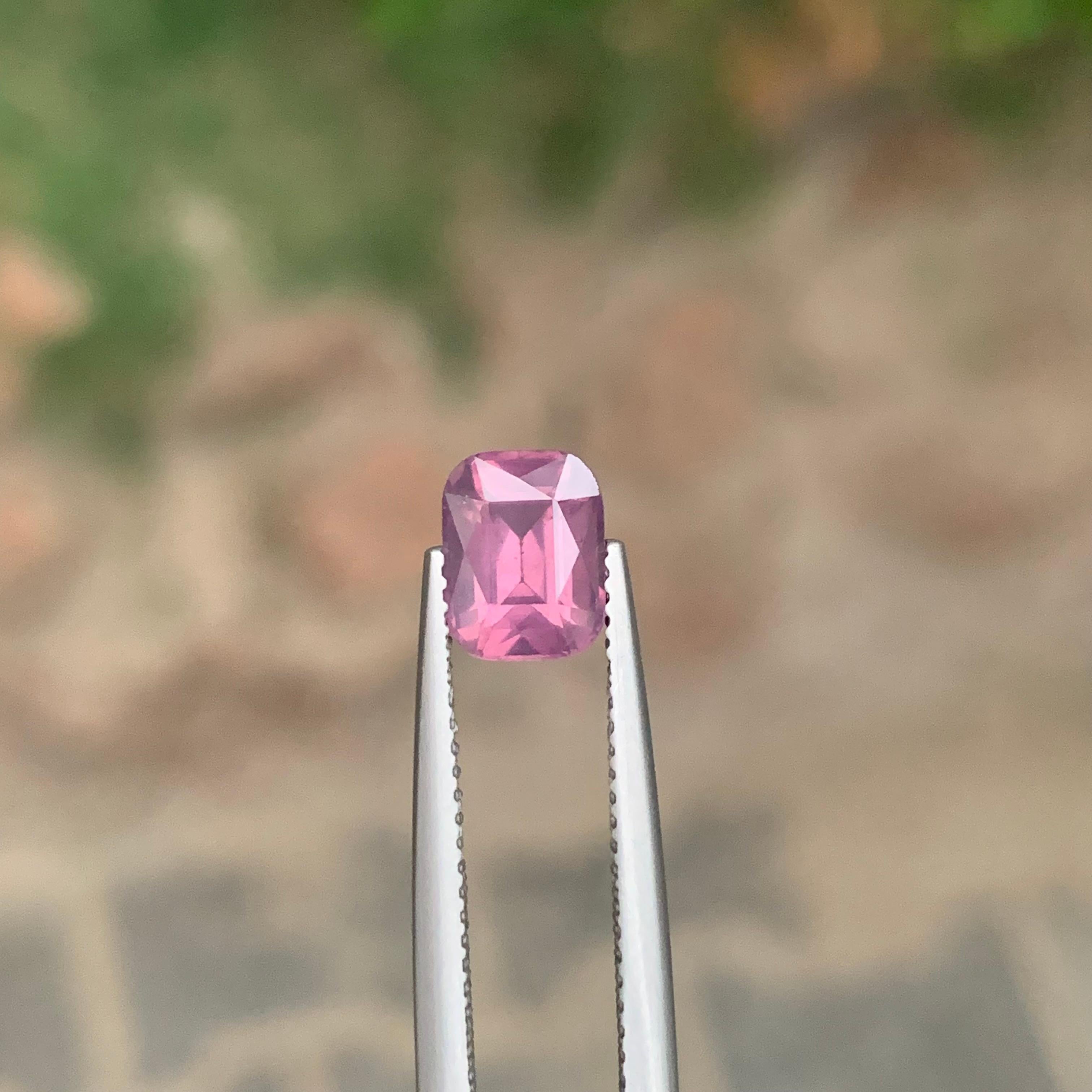 Cushion Cut 1.75 Carat Natural Loose Purplish Pink Spinel Cushion Shape From Tanzania For Sale