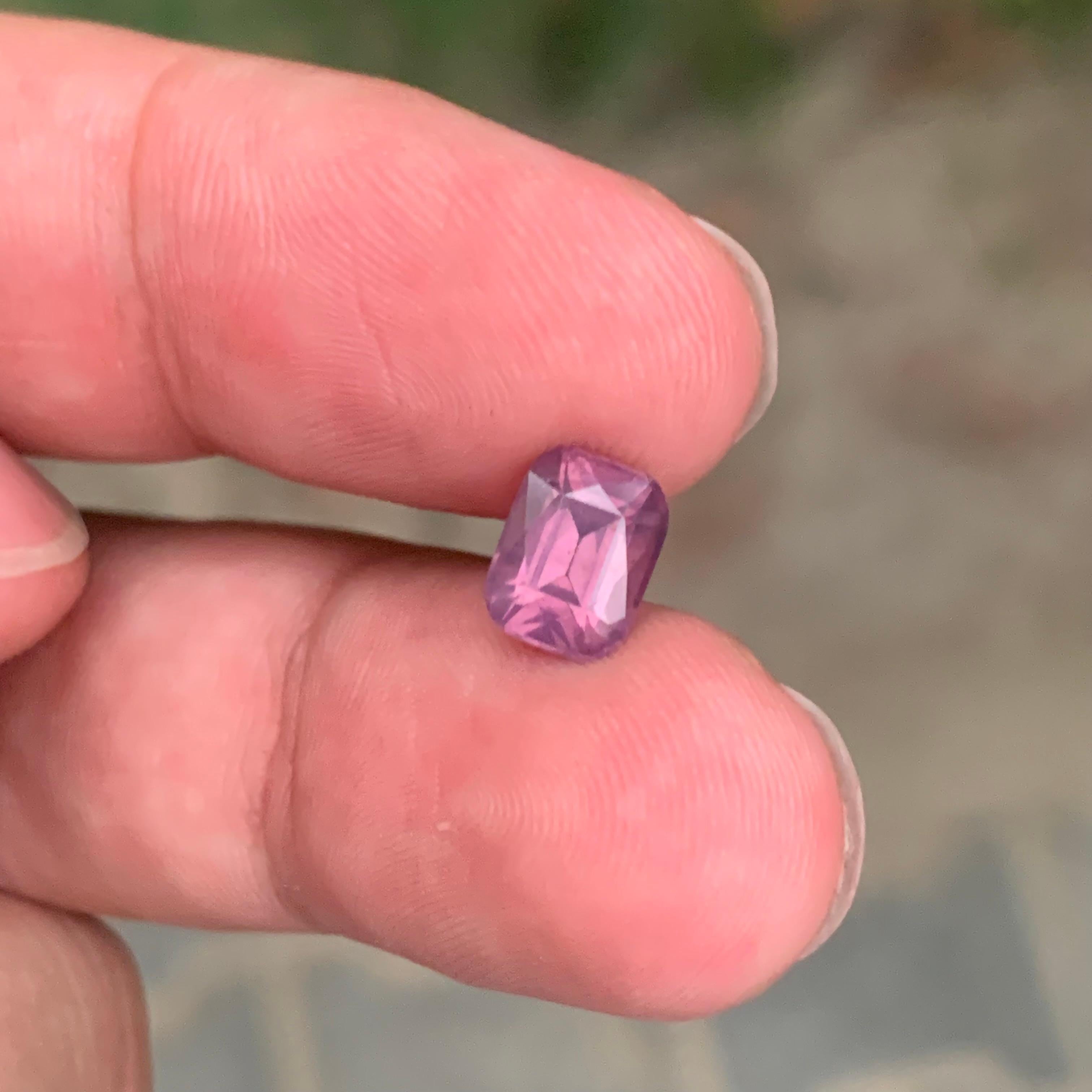 1.75 Carat Natural Loose Purplish Pink Spinel Cushion Shape From Tanzania For Sale 1