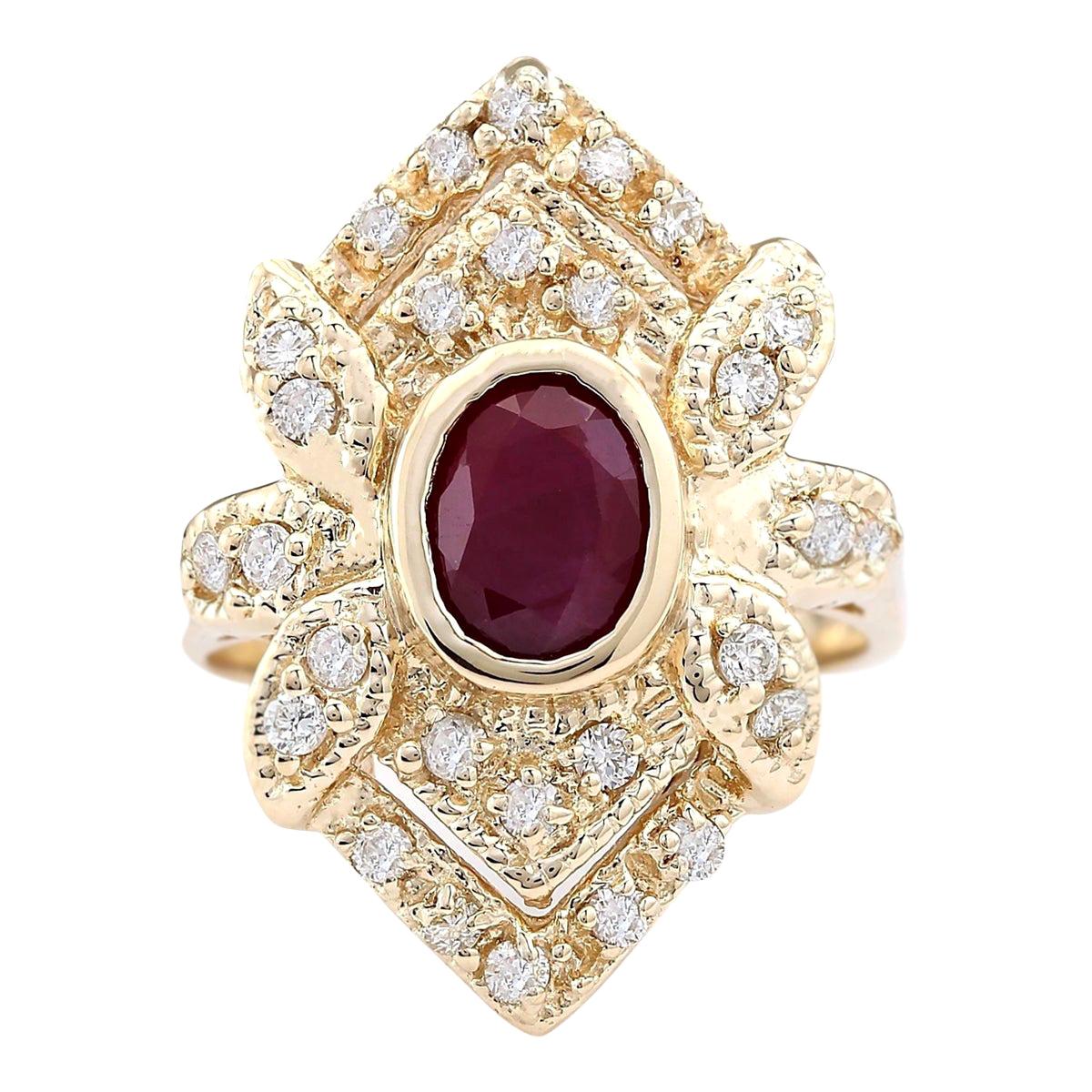 Natural Ruby Diamond Ring In 14 Karat Yellow Gold 