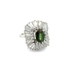 1.75 Carat NO HEAT GIA Green Sapphire and Diamond Gold Statement Cocktail Ring