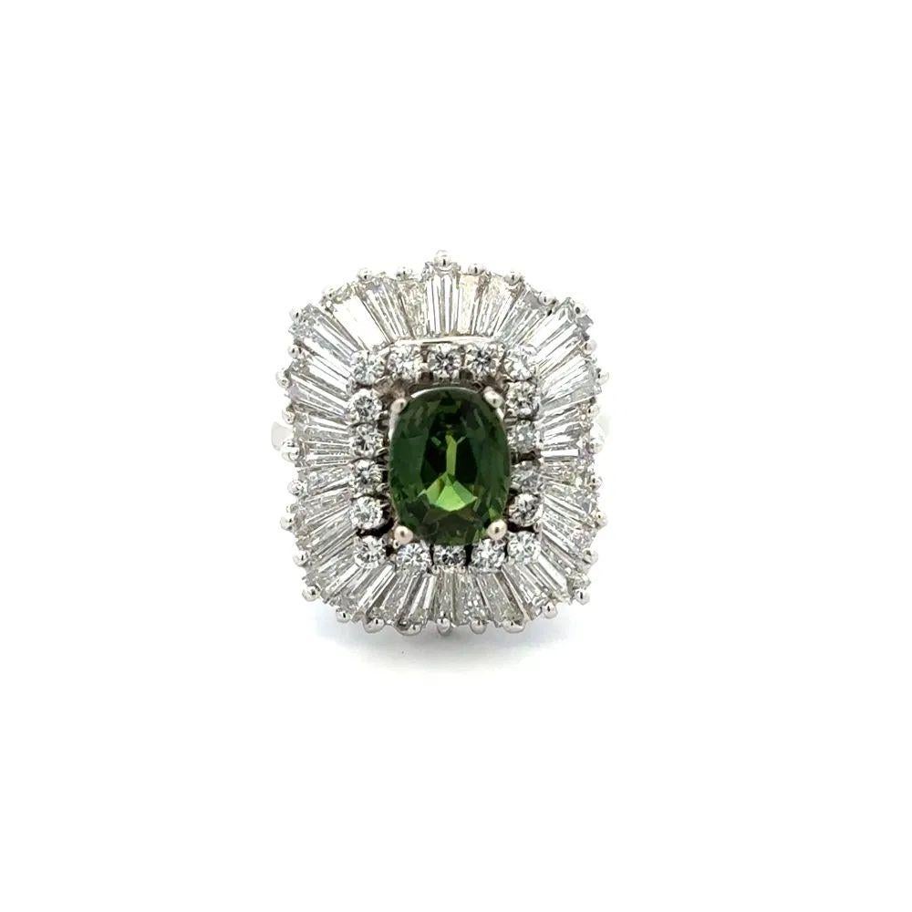 Mixed Cut 1.75 Carat NO HEAT GIA Green Sapphire and Diamond Gold Statement Cocktail Ring For Sale