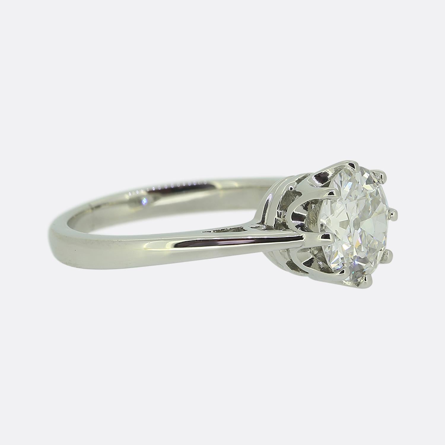 Taglio antico europeo Anello solitario con diamante taglio vecchio da 1.75 carati in vendita