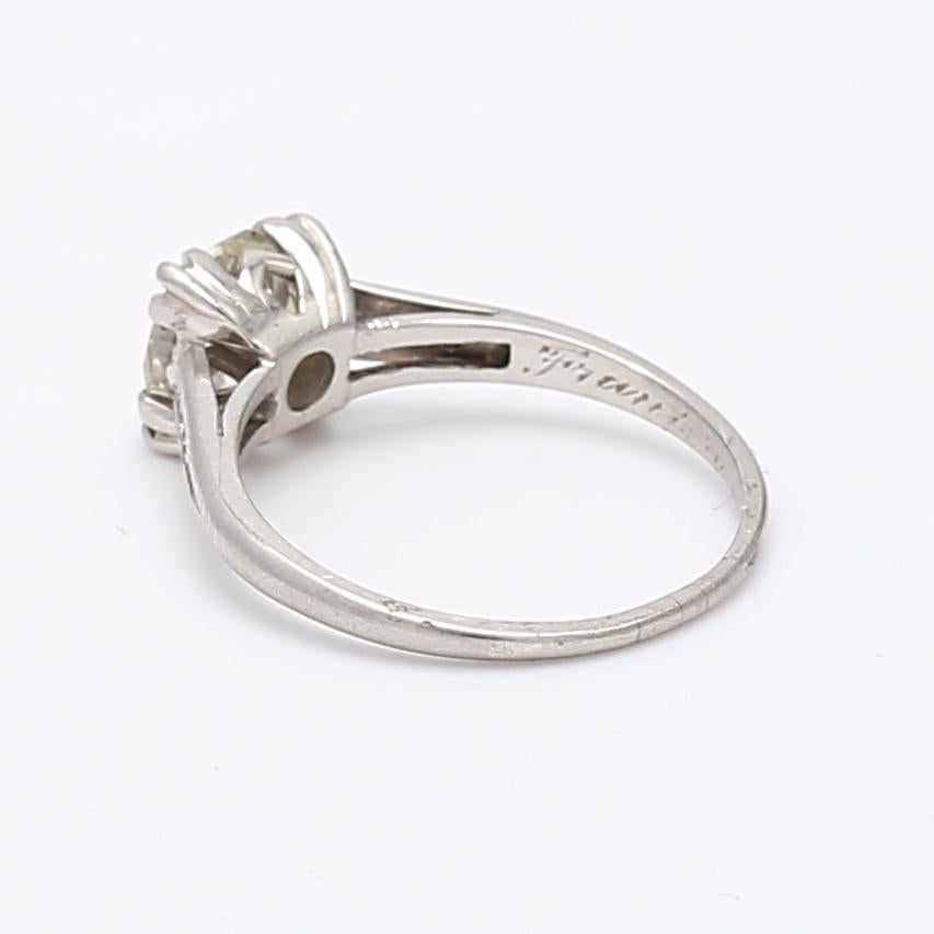 1.75 Carat Old European Cut K VS2 Diamond Platinum Engagement Ring For Sale 2