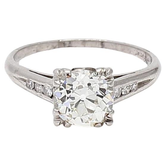 1.75 Carat Old European Cut K VS2 Diamond Platinum Engagement Ring