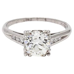 1.75 Carat Old European Cut K VS2 Diamond Platinum Engagement Ring