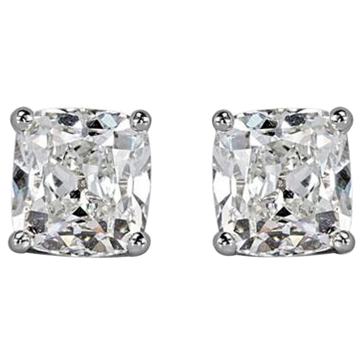 GIA Certified 2 Carat Old Mine Cut Cushion Cut Diamond Studs G H COLOR