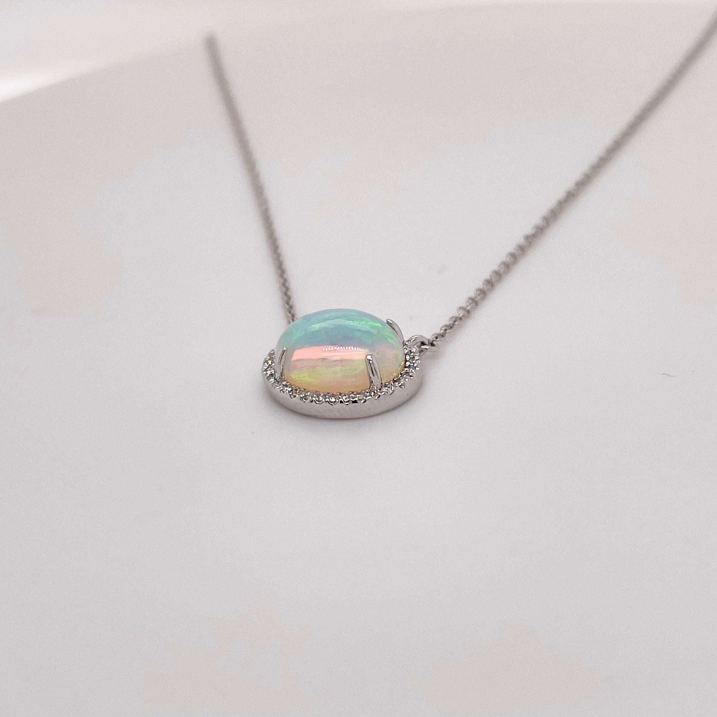 Opal's are precious gemstones that symbolize hope, purity and truth. They are also the gemstone for October, making this necklace the perfect October anniversary or October birthday gift. This design is classic and timeless. Made with natural,