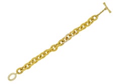 1.75 Carat Pave Diamond 18 Karat Gold Curb Link Toggle Bracelet