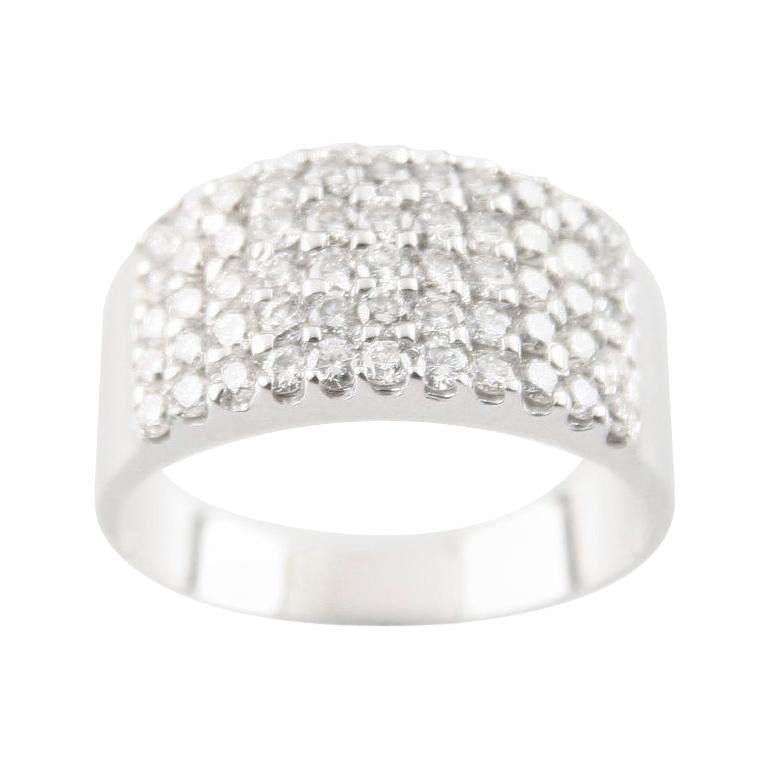 1.75 Carat Pave Diamond Band Ring in White Gold For Sale