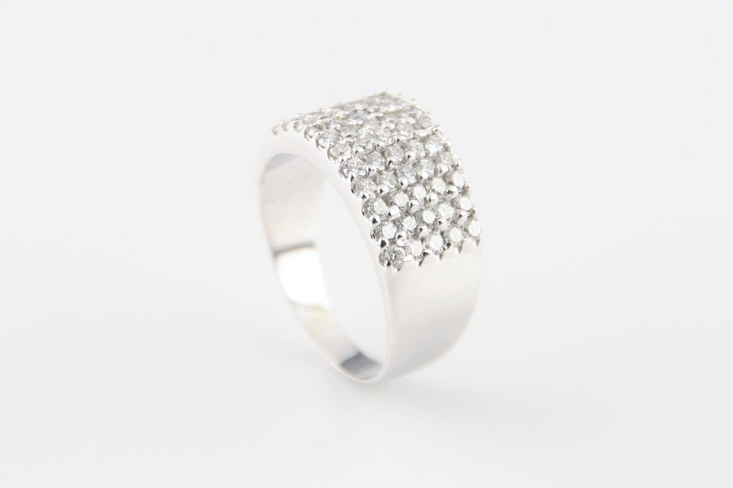 Modern 1.75 Carat Pave Diamond Band Ring in White Gold For Sale