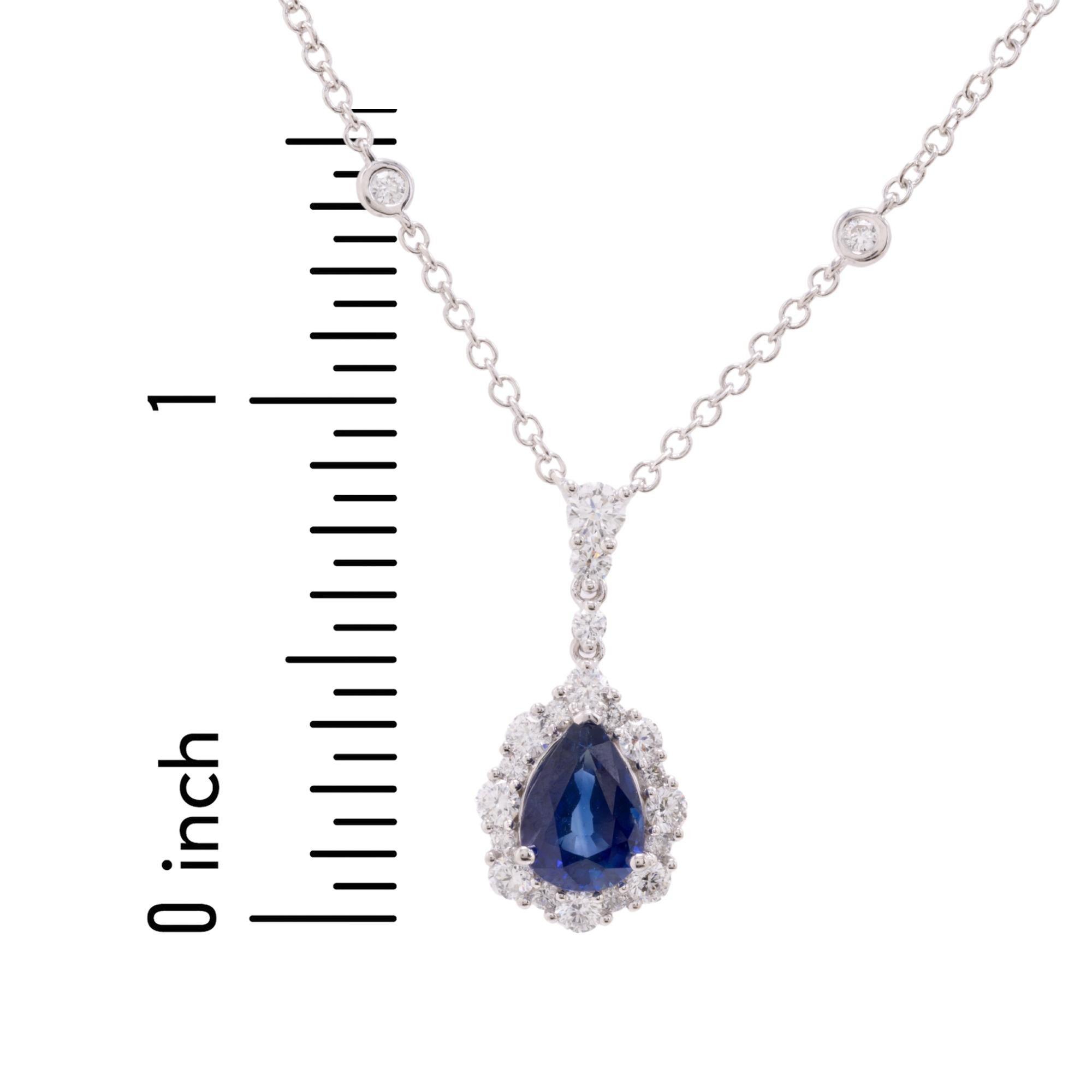 1.75 Carat Pear Shape Sapphire Pendant with 0.77 Ct Diamond in 18W Gold ref1255 Pour femmes en vente