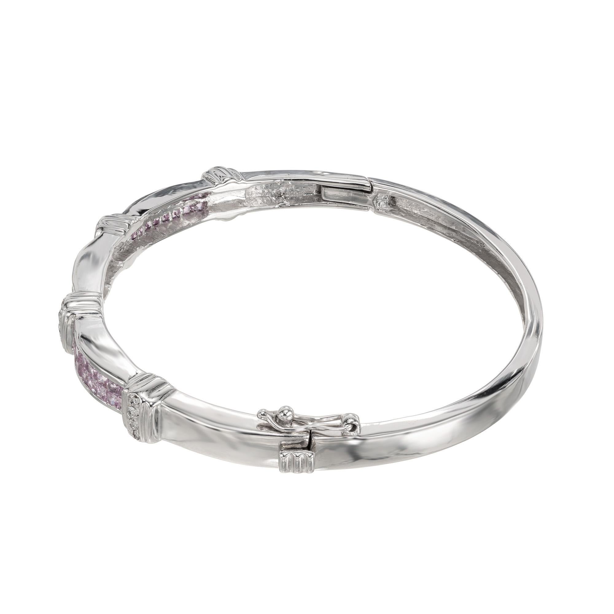 Bracciale in oro con zaffiro rosa e diamante bianco da 1,75 carati In condizioni ottime in vendita a Stamford, CT