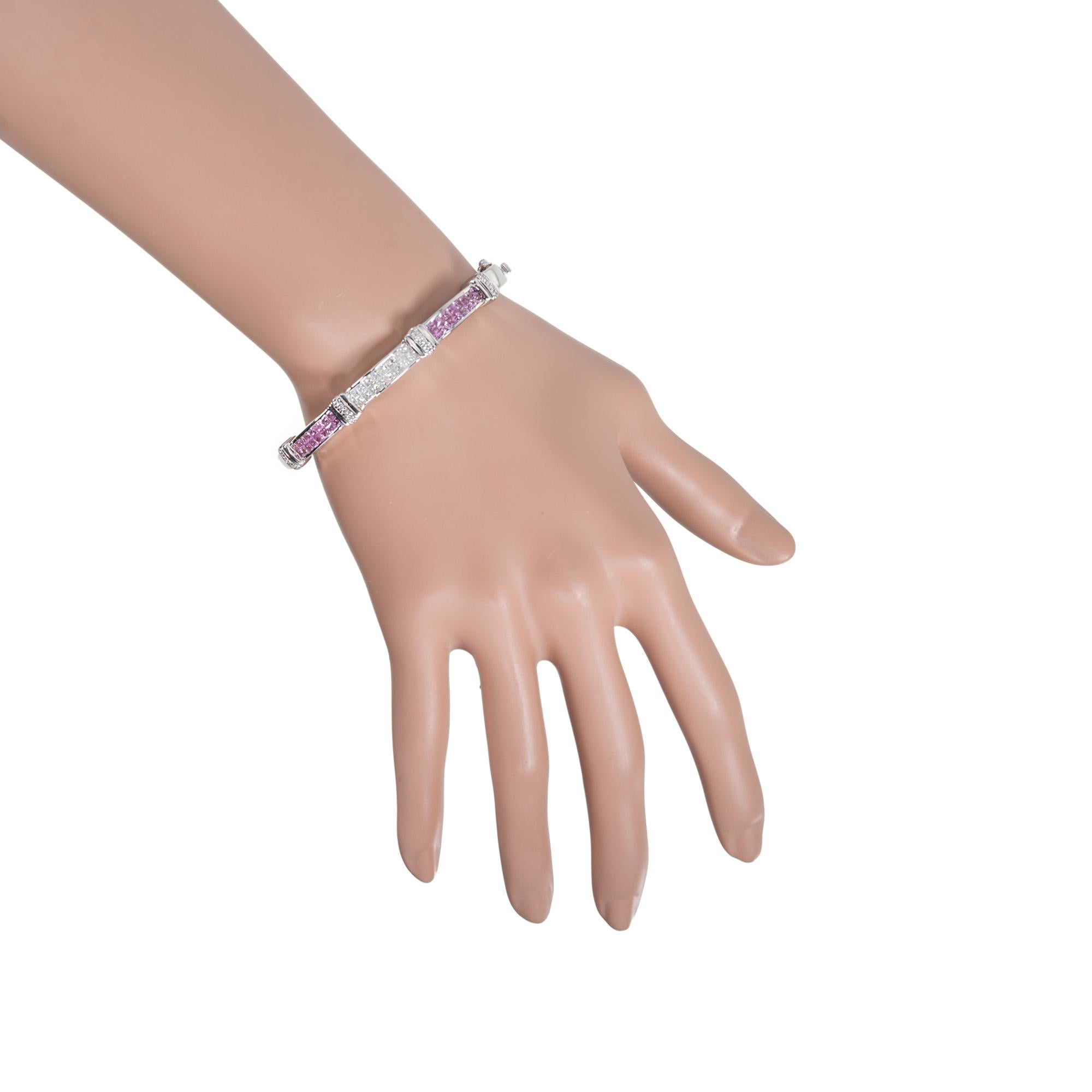 Bracciale in oro con zaffiro rosa e diamante bianco da 1,75 carati in vendita 2