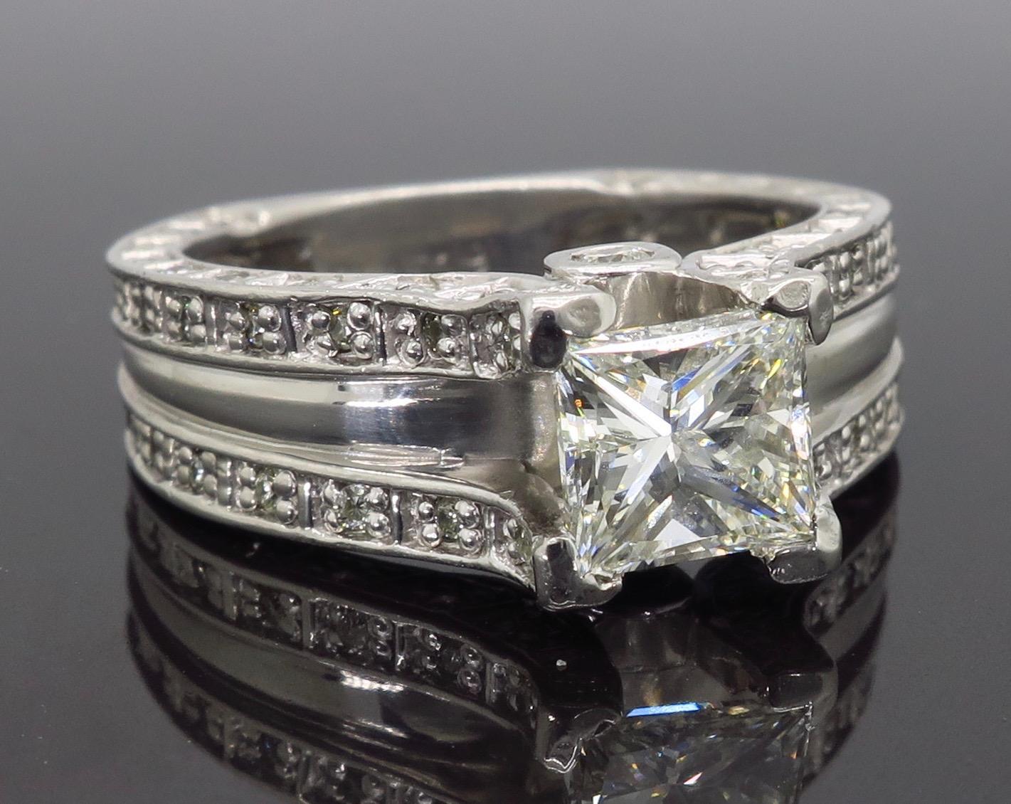 1.75 Carat Platinum Diamond Engagement Ring 7