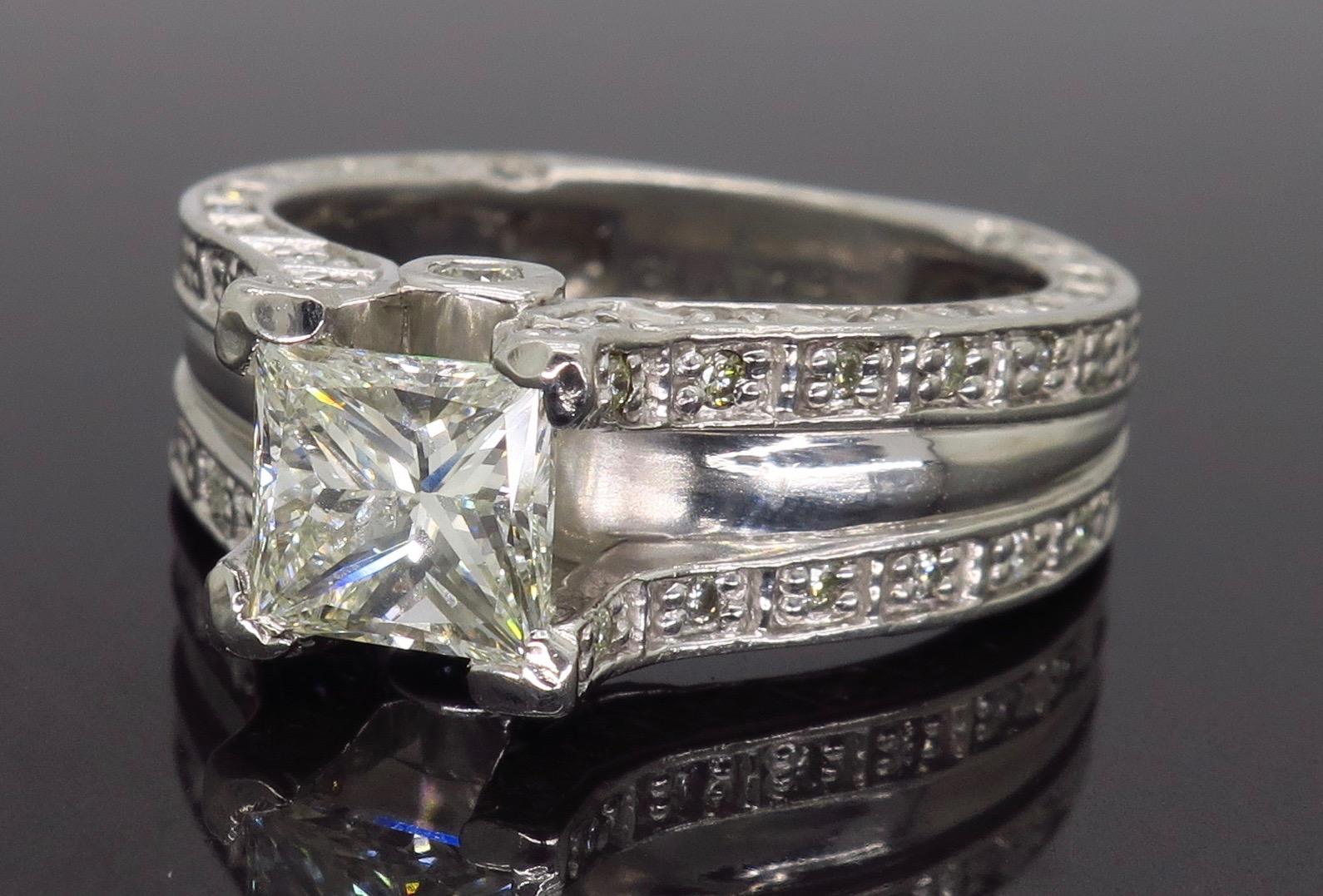 1.75 Carat Platinum Diamond Engagement Ring 3