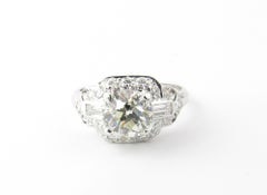 1.75 Carat Platinum Old Mine Diamond Engagement Ring