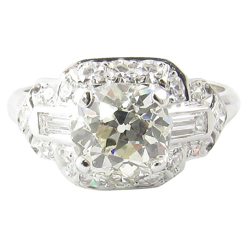 1.75 Carat Platinum Old Mine Diamond Engagement Ring