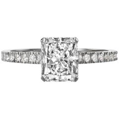 1.75 Carat Radiant Cut Diamond Engagement Ring on 18 Karat White Gold