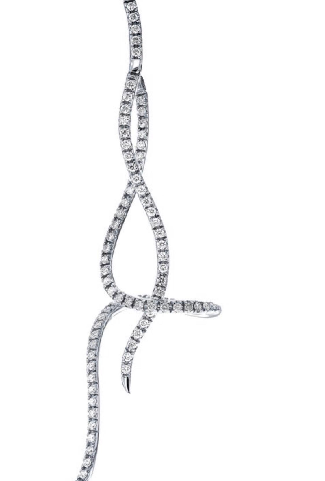 1,75 Karat runder Brillant 18 Karat Weißgold Diamant Tropfen-Ohrringe Moderne im Zustand „Neu“ im Angebot in London, GB