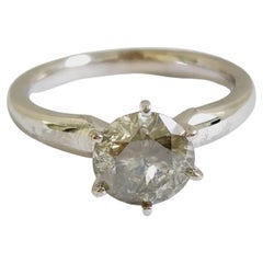 1.75 Carat Round Cut Fancy Color Diamond White Gold Ring 14k