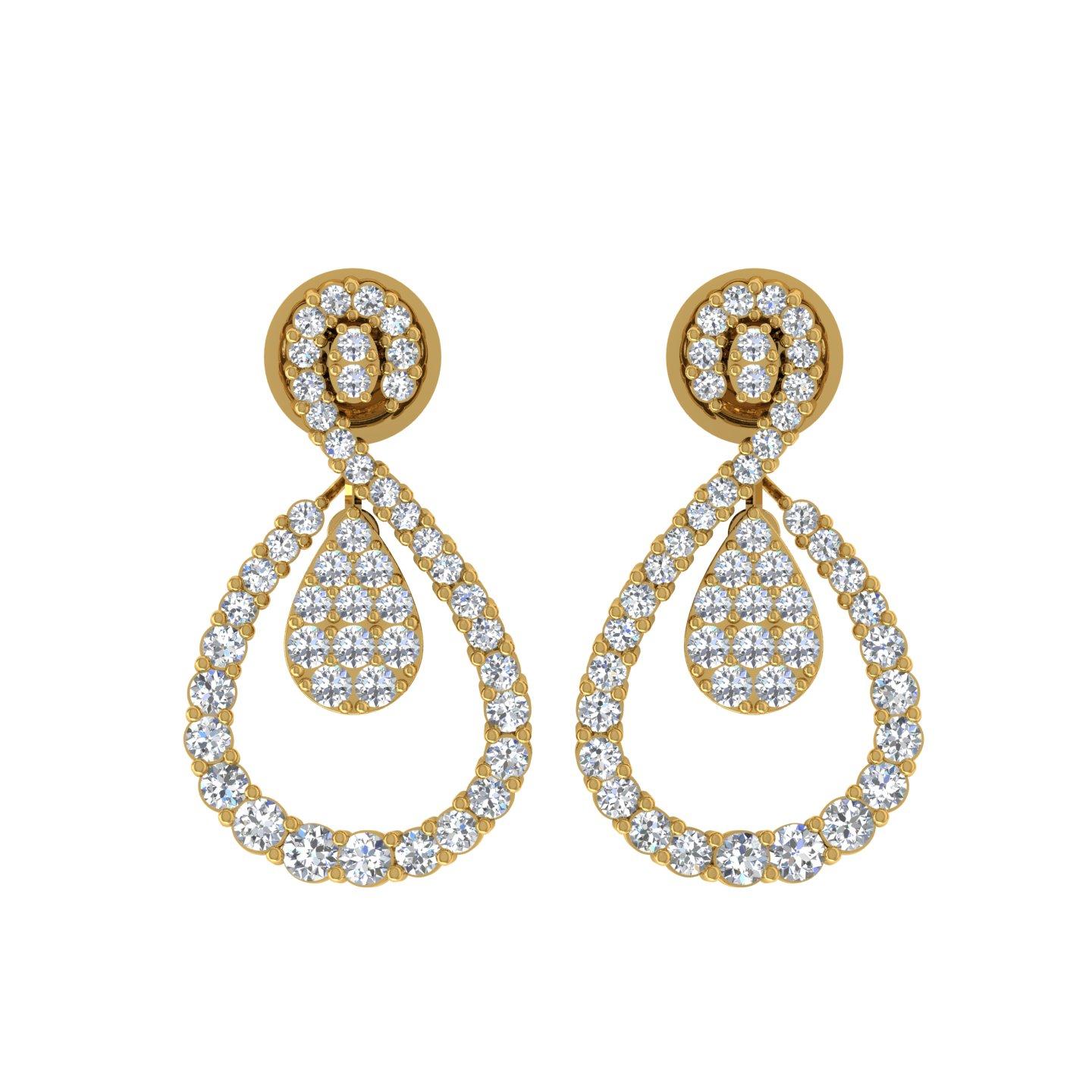 Item Code :- SEE-13070
Gross Wt. :- 5.23 gm
14k Solid Yellow Gold Wt. :- 4.88 gm
Natural Diamond Wt. :- 1.75 Ct. ( SI Clarity & HI Color )
Earrings Size :- 25 mm approx.

✦ Sizing
.....................
We can adjust most items to fit your sizing
