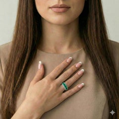 Esmeralda redonda de 1,75 quilates y diamante de 0,5 quilates en oro blanco de 14 quilates ref979