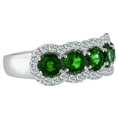 1,75 Karat runder Smaragd und 0,5 Karat Diamant Band in 14k Weißgold ref979