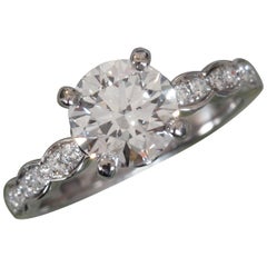 1.75 Carat Round H VS2 Diamond Halo Engagement Ring 14 Karat, Ben Dannie