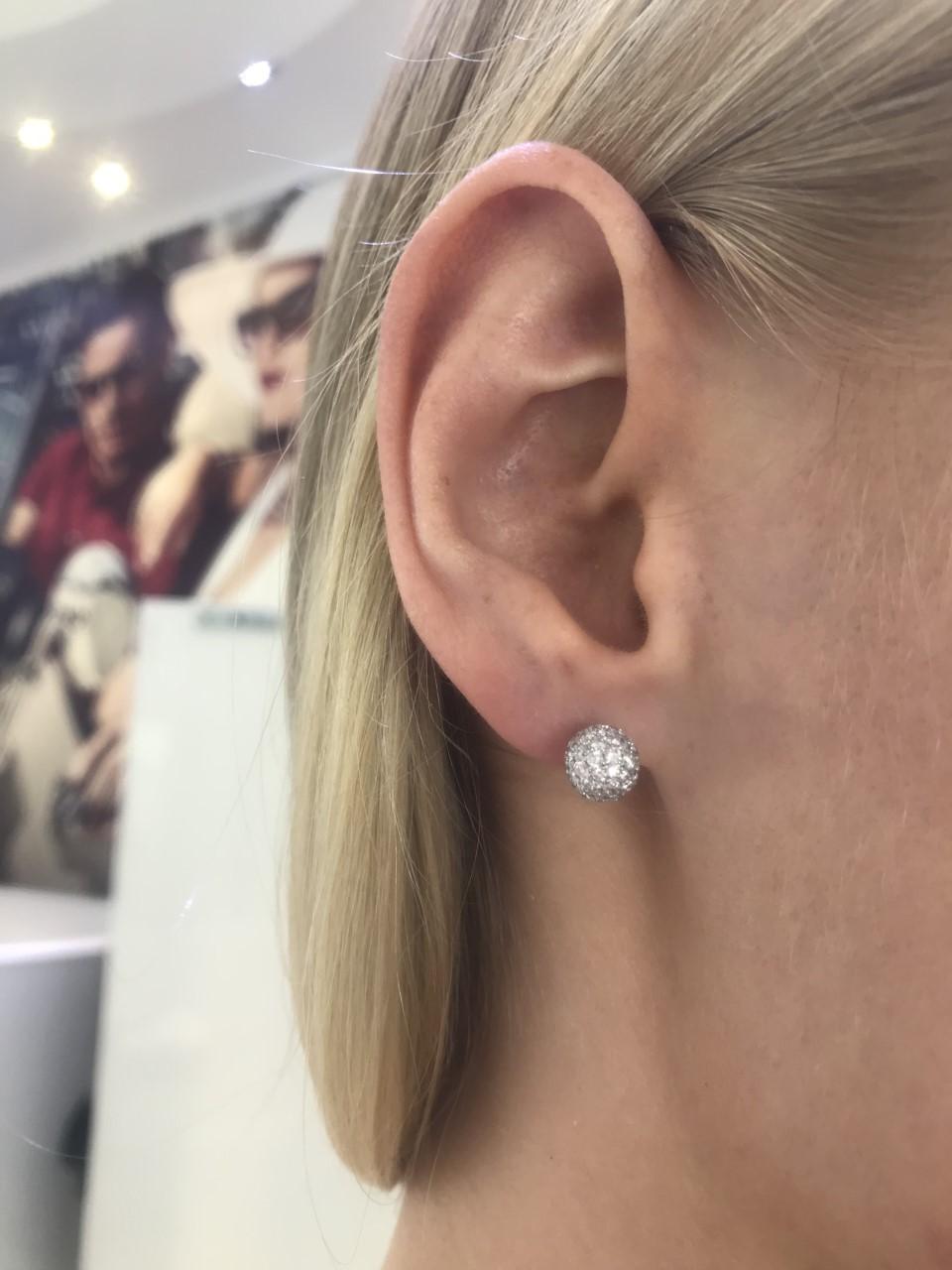 pave diamond ball earrings