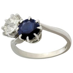 agl shoes sale 1.75 Carat Sapphire 1.37 Carat Diamond and White Gold Twist Ring