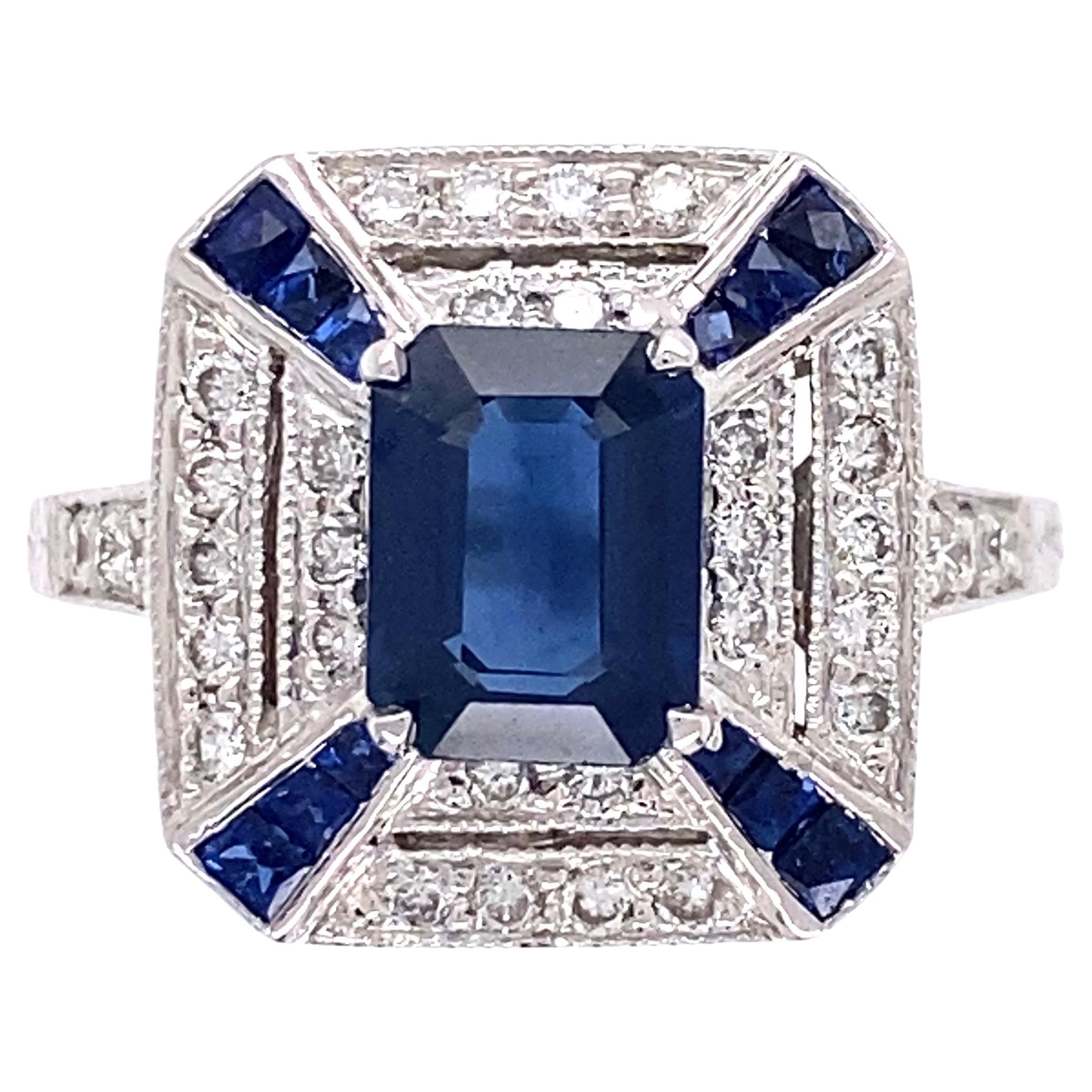 1.75 Carat Sapphire and Diamond Designer Sophia D. Platinum Ring
