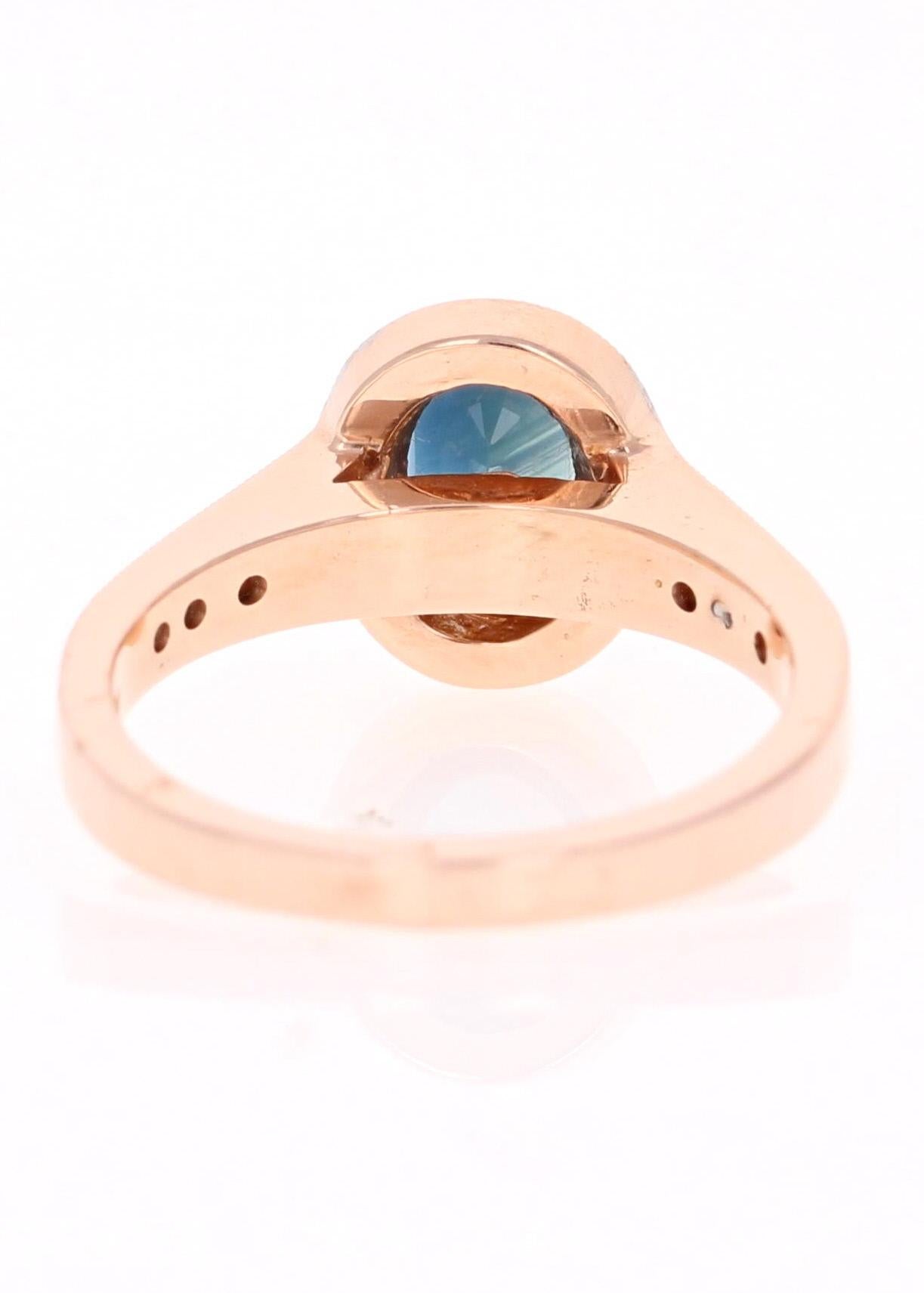 Oval Cut 1.75 Carat Sapphire Diamond 14 Karat Rose Gold Engagement Ring