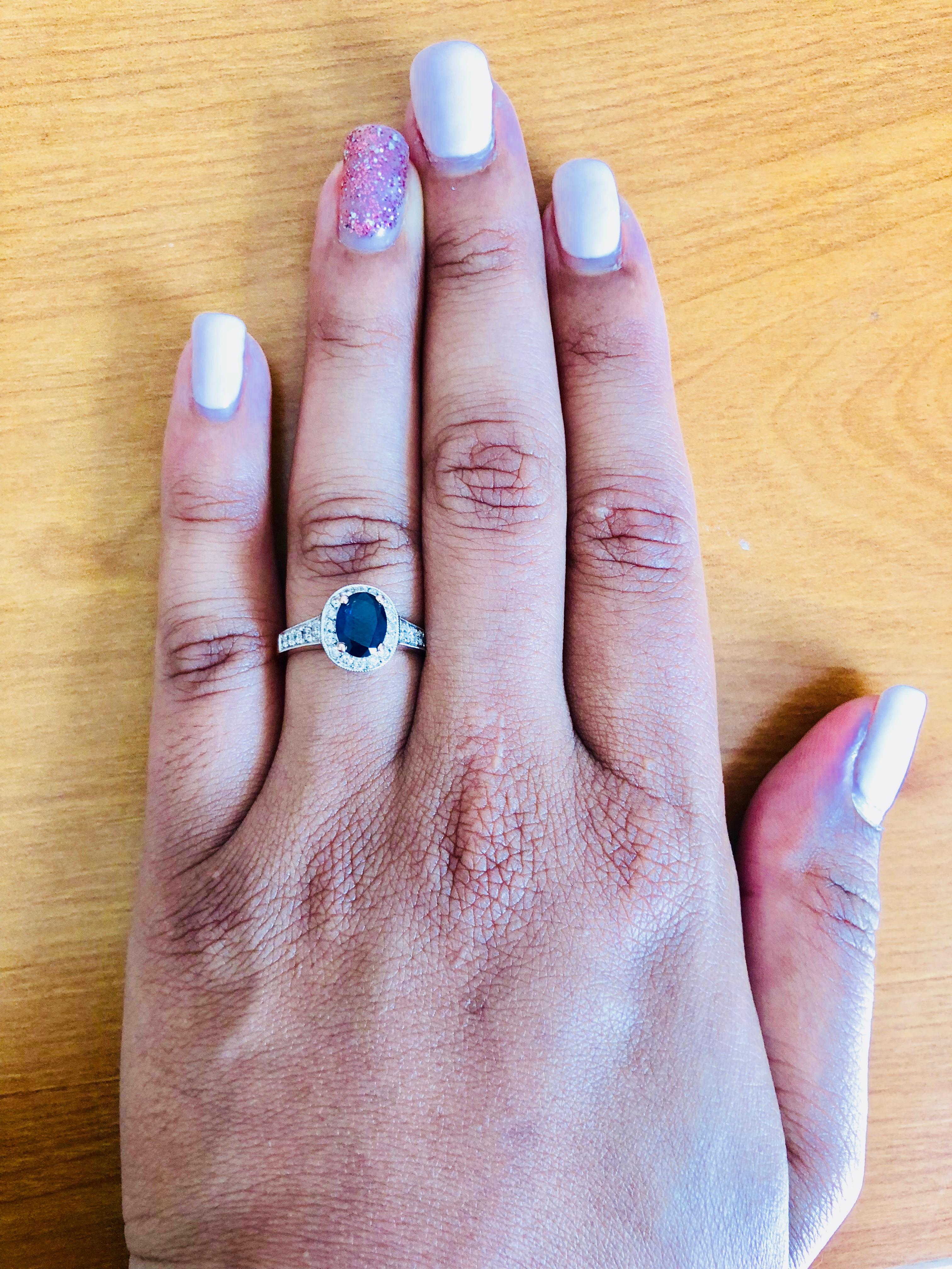 Women's 1.75 Carat Sapphire Diamond 14 Karat Rose Gold Engagement Ring