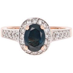 1.75 Carat Sapphire Diamond 14 Karat Rose Gold Engagement Ring