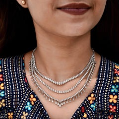 17.5 Ct SI Clarity HI Color Pear Cut Diamond Layered Necklace 18K White Gold