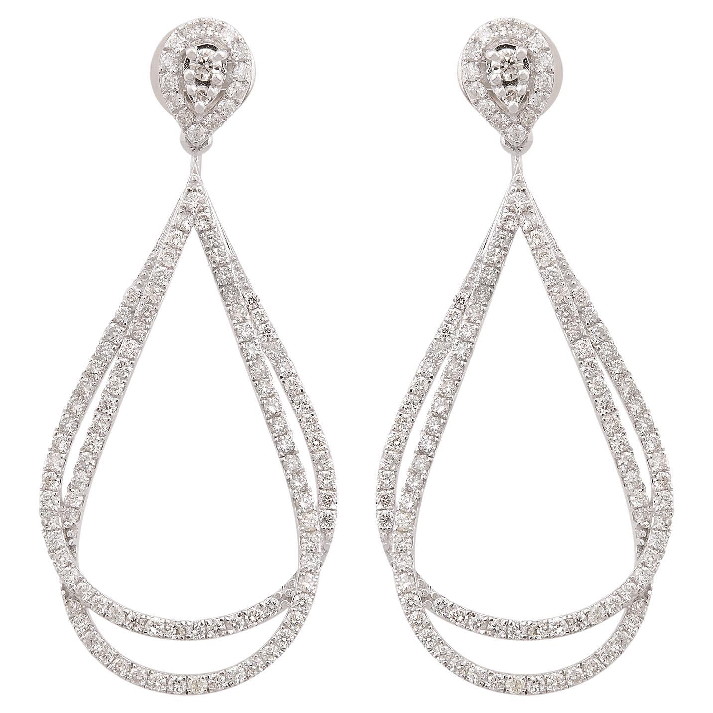 1.75 Carat SI Clarity HI Color Diamond Fine Dangle Drop Earrings 14k White Gold
