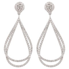 1.75 Carat SI Clarity HI Color Diamond Fine Dangle Drop Earrings 14k White Gold