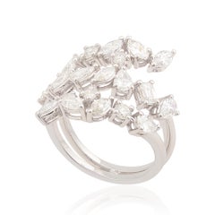 1.75 Carat SI Clarity HI Color Pear Diamond Wrap Ring 18 Karat White Gold