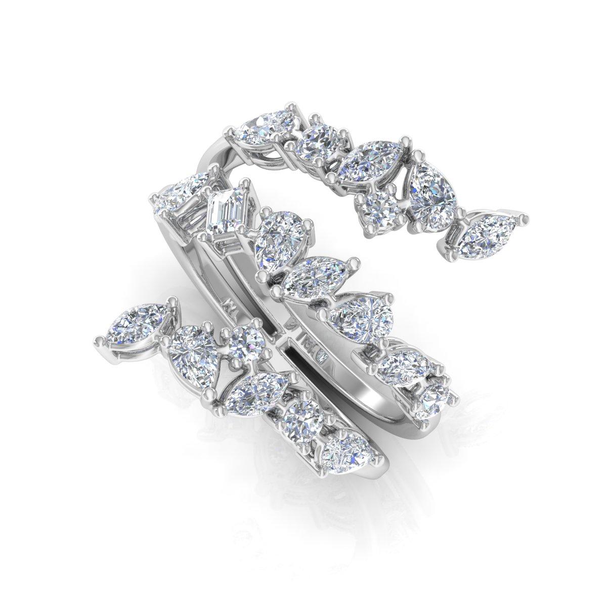 1.75 Carat SI Clarity HI Color Pear Diamond Wrap Ring 18 Karat White Gold For Sale 1