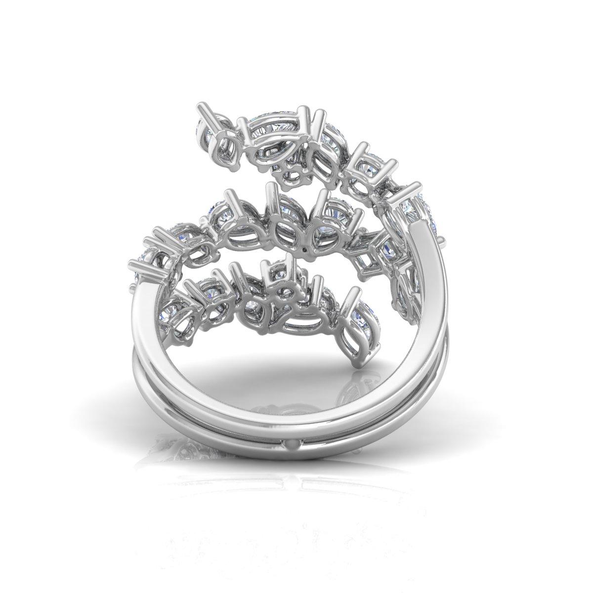 1.75 Carat SI Clarity HI Color Pear Diamond Wrap Ring 18 Karat White Gold For Sale 2