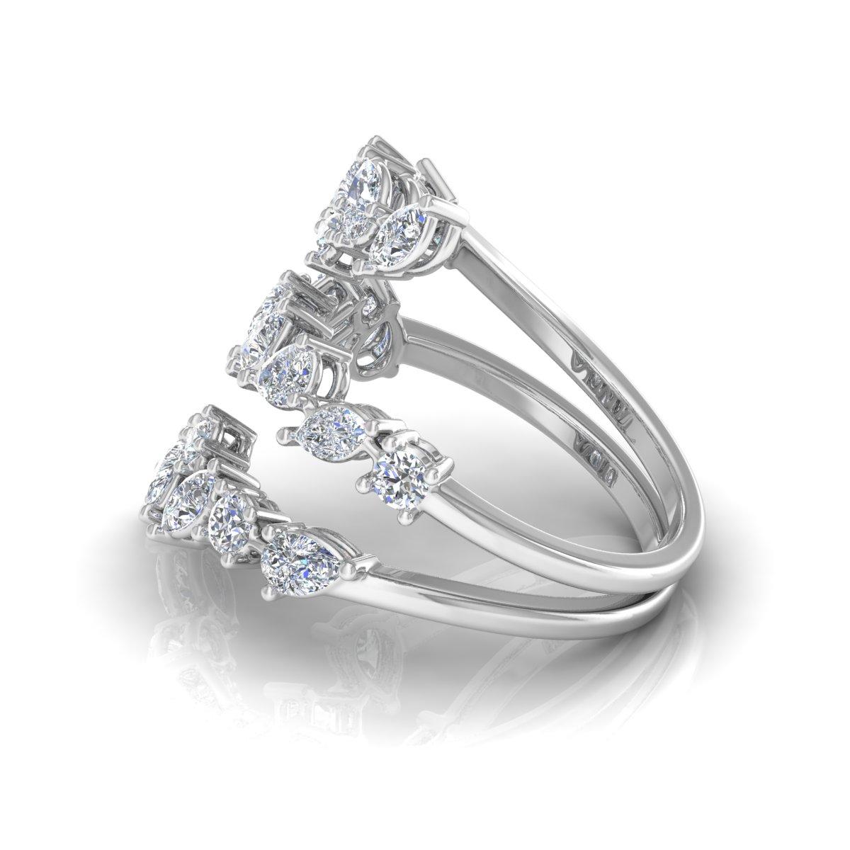 1.75 Carat SI Clarity HI Color Pear Diamond Wrap Ring 18 Karat White Gold For Sale 3
