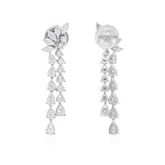 1.75 Carat SI/H Multi Brilliant Diamond Dangle Earrings 18 Karat White Gold