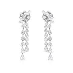 Pendientes colgantes de diamantes multibrillantes SI/H de 1,75 quilates y oro blanco de 18 quilates