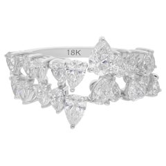 Anillo de diamantes en forma de pera de 1,75 quilates SI/H Oro blanco macizo de 18 quilates Joyería fina