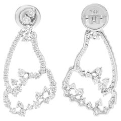 1.75 Carat SI/H Round Brilliant Cut Diamond Dangle Earrings 14 Karat White Gold