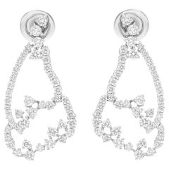 1.75 Carat SI/H Round Brilliant Cut Diamond Dangle Earrings 14 Karat White Gold