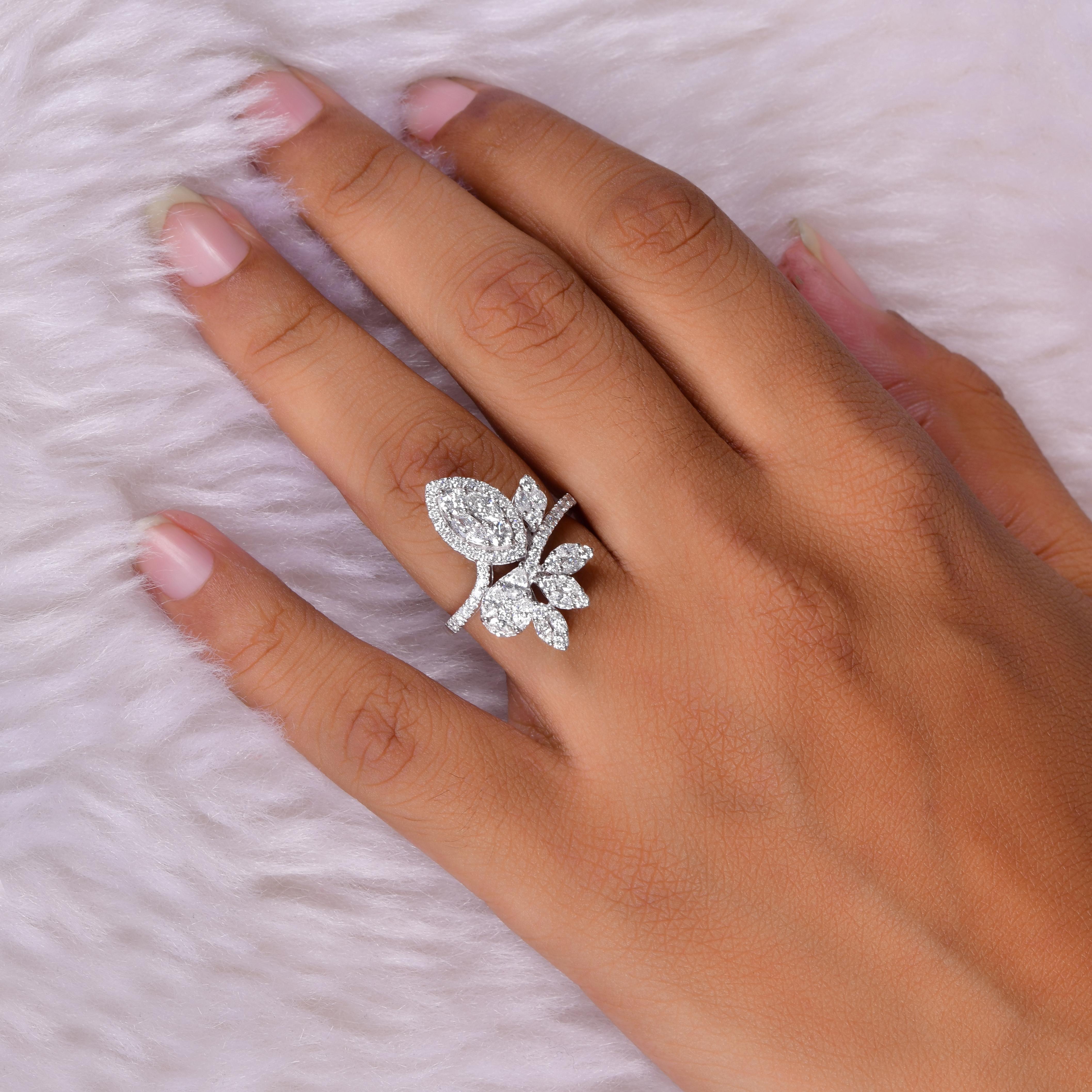 1,75 Karat SI/HI Birnenschliff Diamantring aus 14 Karat Weißgold mit Prinzessinnenschliff im Marquise-Schliff (Moderne) im Angebot