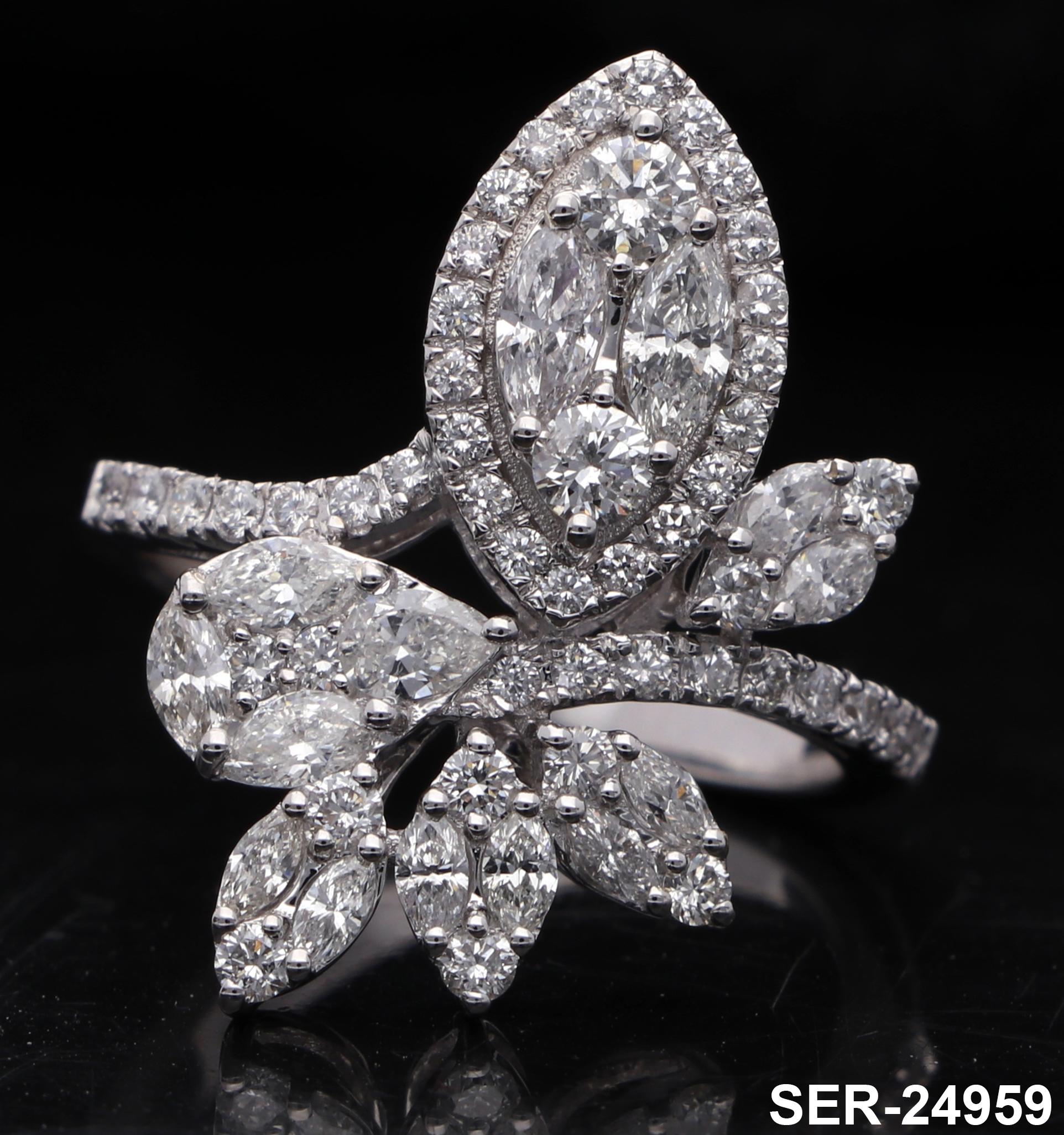 1,75 Karat SI/HI Birnenschliff Diamantring aus 14 Karat Weißgold mit Prinzessinnenschliff im Marquise-Schliff im Zustand „Neu“ im Angebot in Diera, Dubai