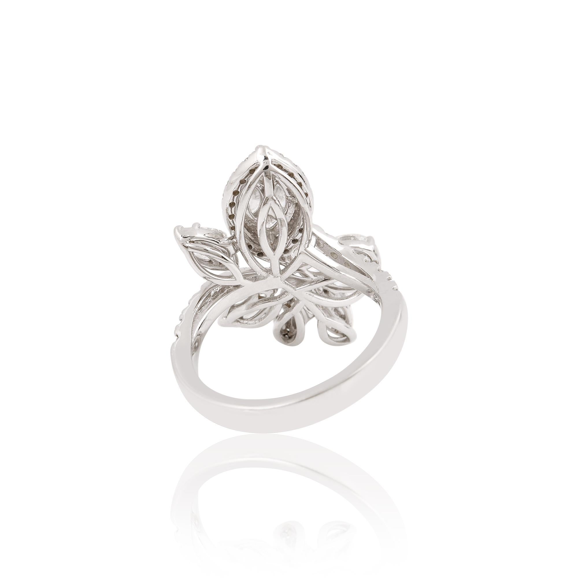 For Sale:  1.75 Carat SI/HI Pear Marquise Princess Cut Diamond Ring 18 Karat White Gold 2