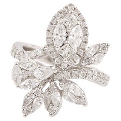 1.75 Carat SI/HI Pear Marquise Princess Cut Diamond Ring 18 Karat White Gold